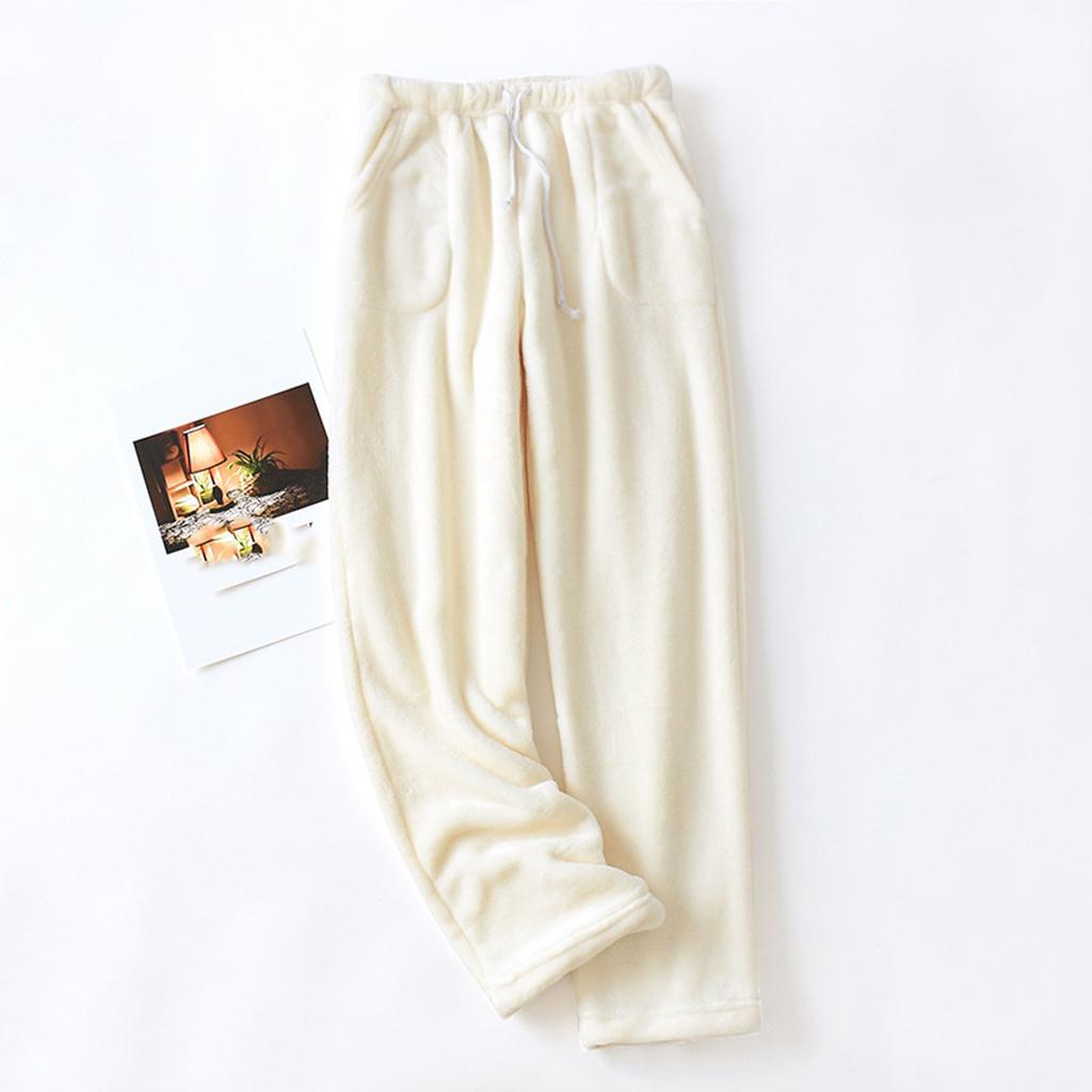 Women's Thermal Fleece Pockets Pajama  Warm Casual Trousers Home Pants