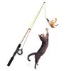 Pet Cat Kitten Feather Bell Retractable Fishing Rod Pole Playing Teaser Toy