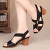 Simple medium heel sandals women's summer new fashionable solid color single shoes fish mouth foot thick heel high heel sandals
