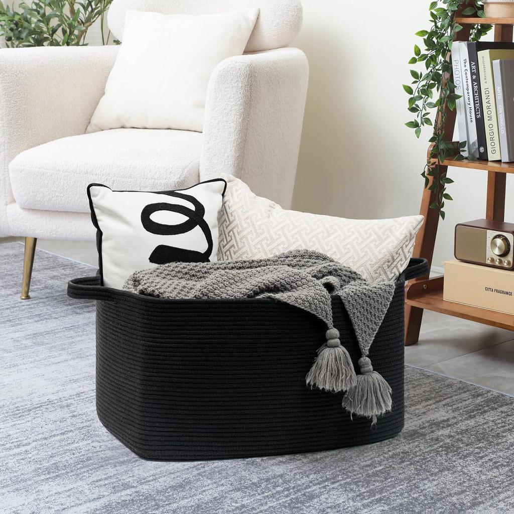 Aufbewahrungskorb aus Baumwollseil, gewebt, mit großem Fassungsvermögen für Wäsche oder Spielzeug