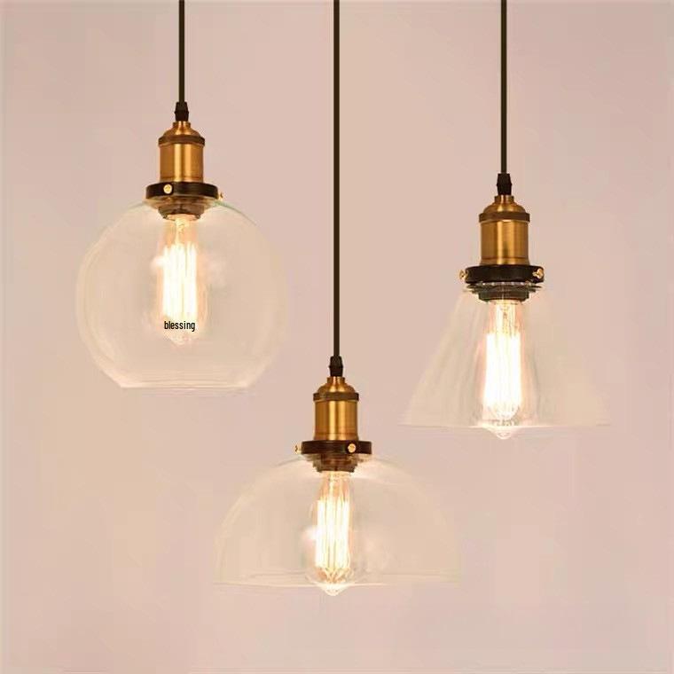 Nordic Retro Glass Pendant Light for Kitchen, Bar, Living Room, or Coffee Shop.