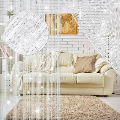 3Mx3M Door Fringe Curtain Door Curtains,Rare Flat Silver Ribbon,Thread Fringe Window Panel Room Divider Cute Strip Tassel Party Events Sequin
