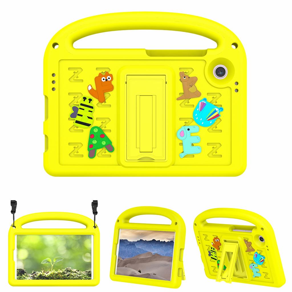 For Samsung Galaxy Tab A11/A9 Kickstand Case Cartoon Design Anti-Drop EVA+PC Tablet Cover with Strap for Kids