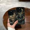Vertical Grain Leather Dragon Printed Soft Silicone Phone Case Back Cover with Camera Lens Full Protection for iPhone