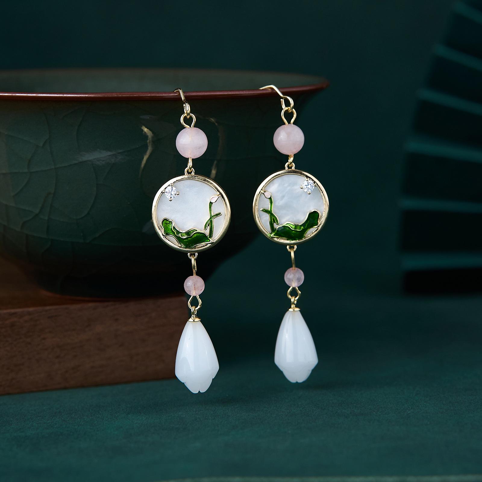 

Серьги-кисточки в китайском стиле Капля воды с серебряными иглами S925