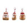 Plush Pendant Lion Dance Dog Keychain Soft Plush Doll Ornament with Hat And Bell Pendant