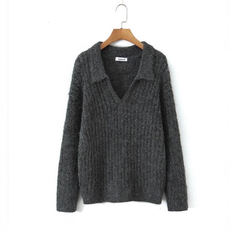 Women's Simple Lazy Knit Pullover Sweater - European & American Style