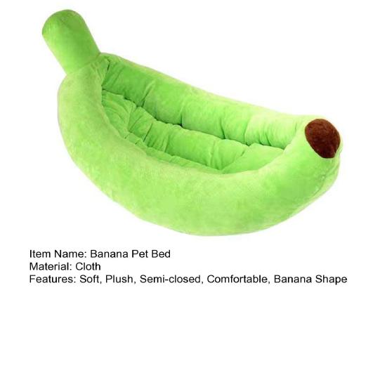 Banana Pet House with Removable Washable Cushion Soft Plush Cat Bed for All Seasons Semi-Enveloping Pet Bed for Cats