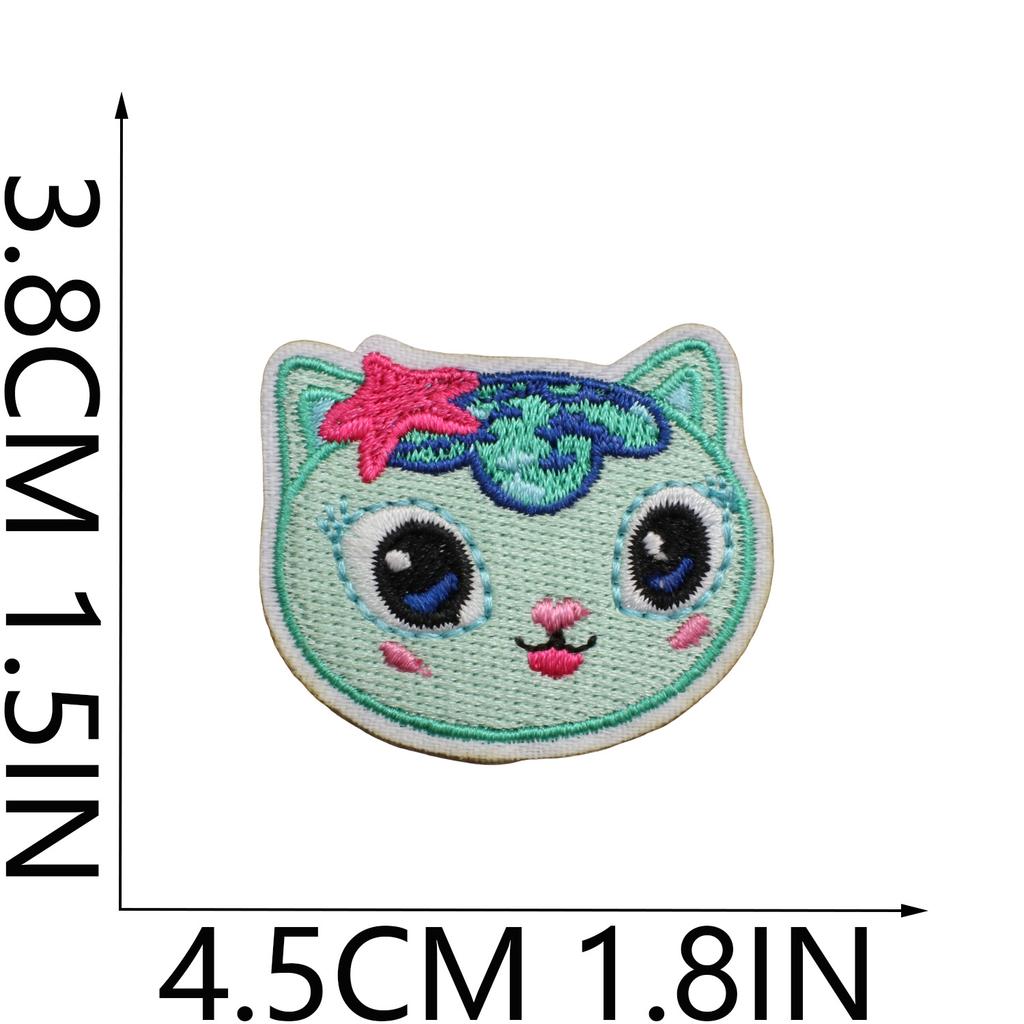 Little Girl Embroidery Cloth Sticker Pet Kitten Patch Sticker Clothes Decoration Cartoon Kitten Computer Embroidery Chapter Sticker