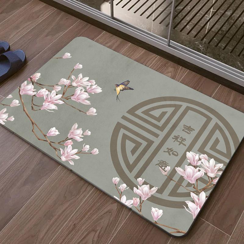 New Chinese style Door Mat Diatom Mud Bathroom Floor Carpet Water Absorbing Quick Drying Non Slip Kitchen Rug Home Decor Doormat