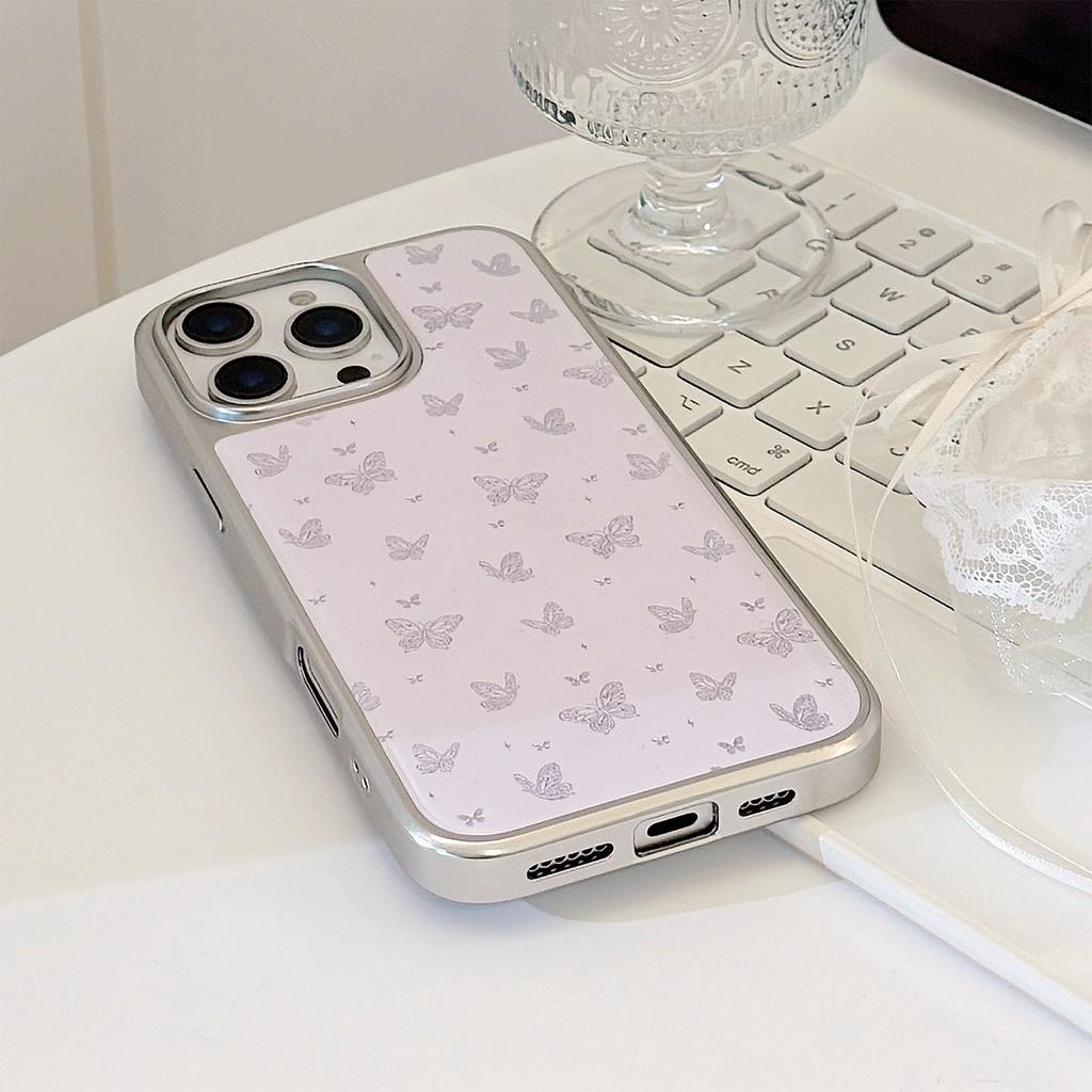 Gilded Ins Purple Butterfly Suitable for Apple 15pro Max Mobile Phone Case Iphone16 Drop Glue13 Electroplating14 Huawei