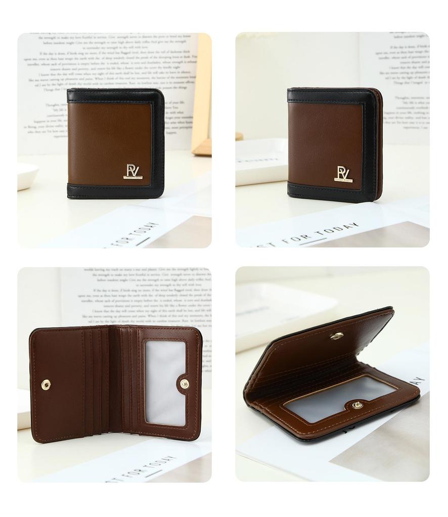 New Women's Lightweight Calfskin Wallet - Patchwork Color Block Design, Multi-Card Slots, Portable & Versatile.