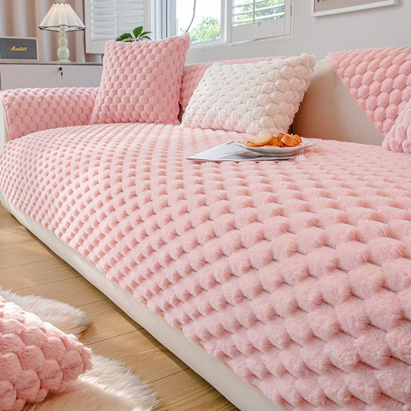 Winter Thicken Thermal Rabbit Plush Sofa Cushion Simple Modern Light Luxury Nordic Non-Slip Plush Cushion