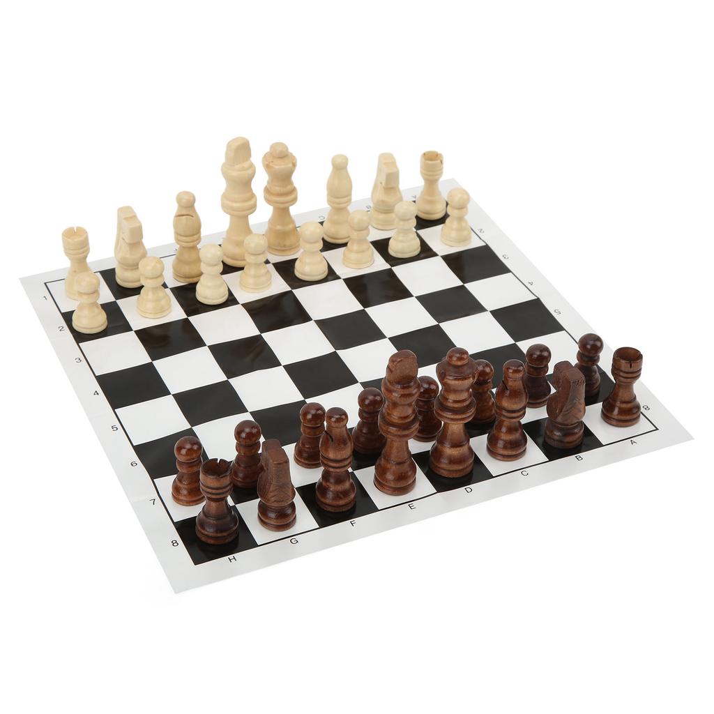 Folding Chess Board with 32 Pieces Chess Pieces Portable Funny Board Game Chess Sets for Holiday Party
