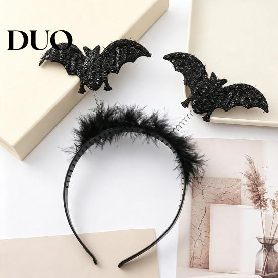 Reusable Holiday Hair Decor Halloween Headbands, Black Spider Bat Headband, Glitter Fluffy Hoop Costume Headpiece for Adults Teens Women, Teens,