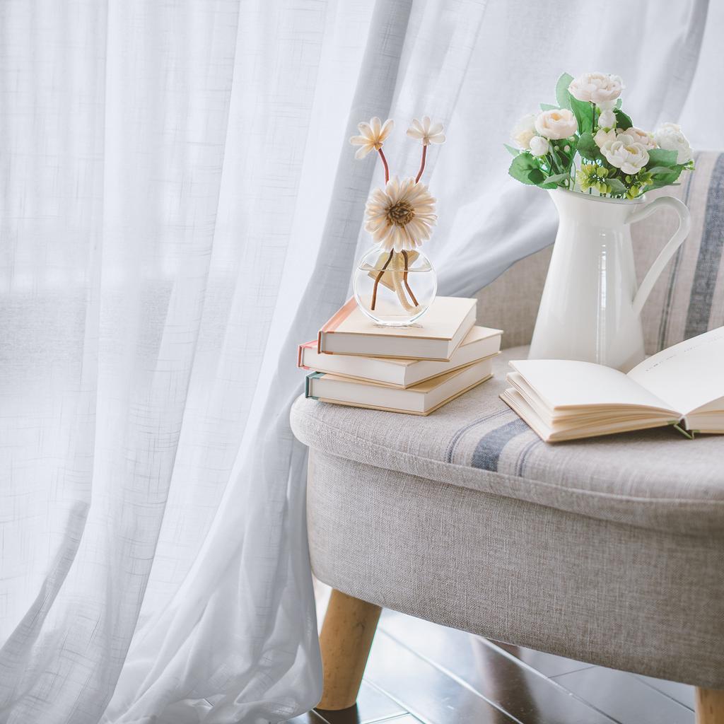 W132CM Sheer Curtains Curtain Sheers Light Filtering Rod Pocket Transparent Voile Curtains for Bedroom Living Room