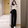 2025 Women's Petite Casual Suits: Mature & Goddess Style Wide-Leg Pants Two-Piece