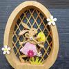 Trä Påskhare Ägg Ornament Kanin Hålsågning Blommor Hantverk Trä Kyckling för påskägg Skrivbord Hemdekoration Gåva