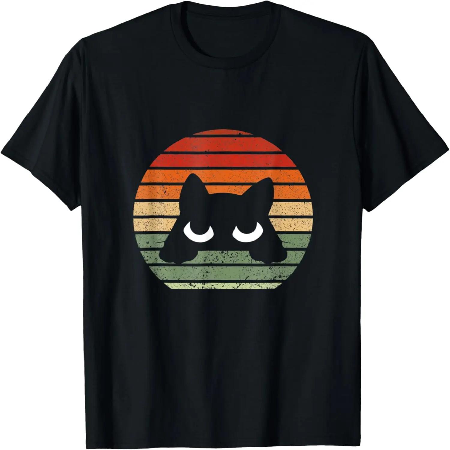 Retro Vintage Cute Shy Black Cat Halloween Kitten Lovers T-Shirt XXXXL