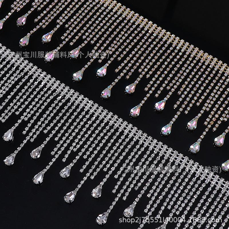 

Water Drop Rhinestone Tassel Chain - DIY Clothing Accessory Silver White
