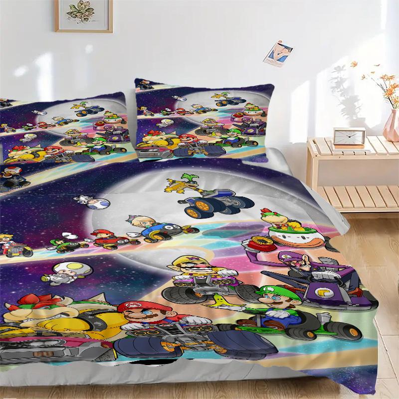 Mario Kart Space Race Print 3Pcs Bedding Setduvet Cover With 2 Bedropillowcase Home Birthday Gift