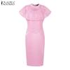 ZANZEA Women Summer Embroidery Lace Patchwork Casual Sheath Dress