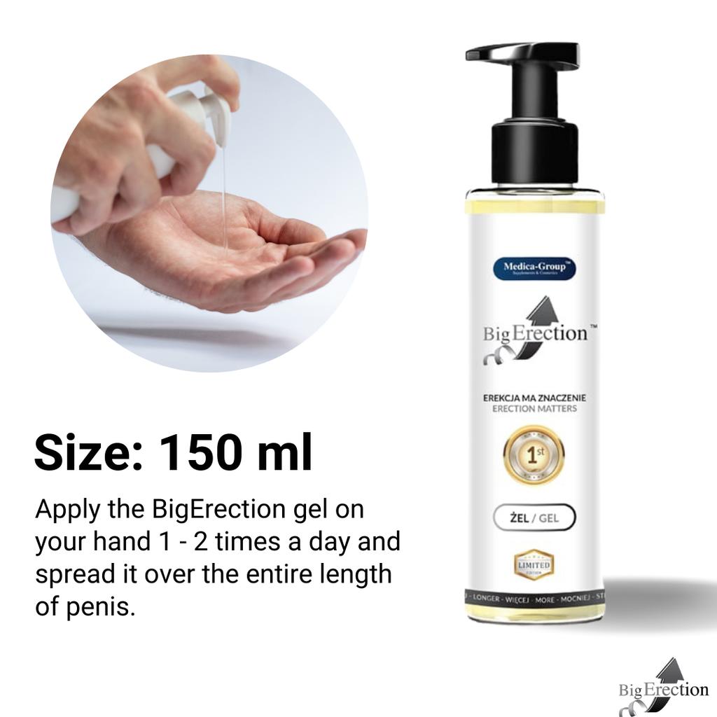 Gel BigErection – Pour des érections fortes et durables | 150 ml | Améliorer les performances sexuelles | Groupe Médica 