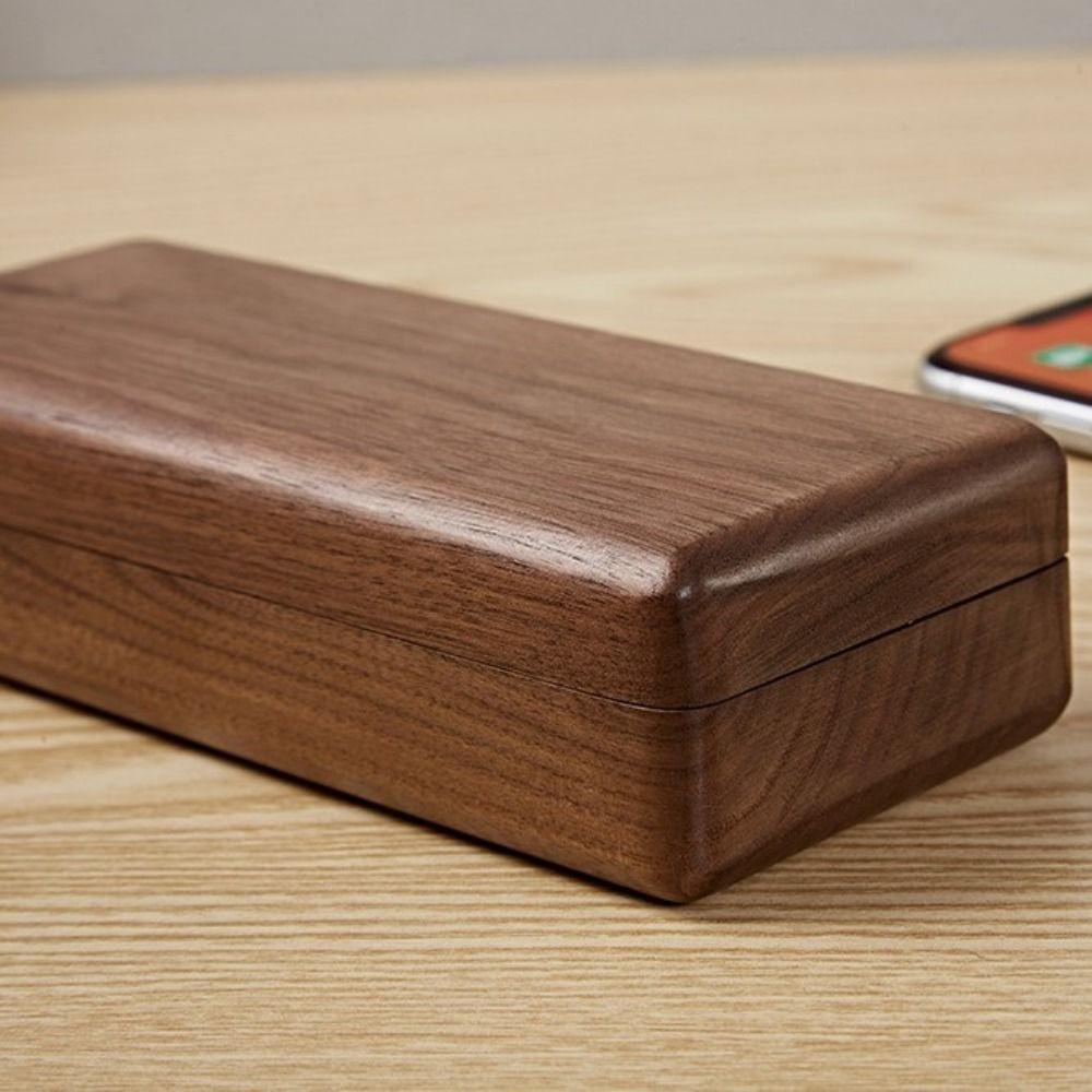 Men and Women Solid Wood Myopia Glasses Case Storage Box Black Walnut Wooden Case
