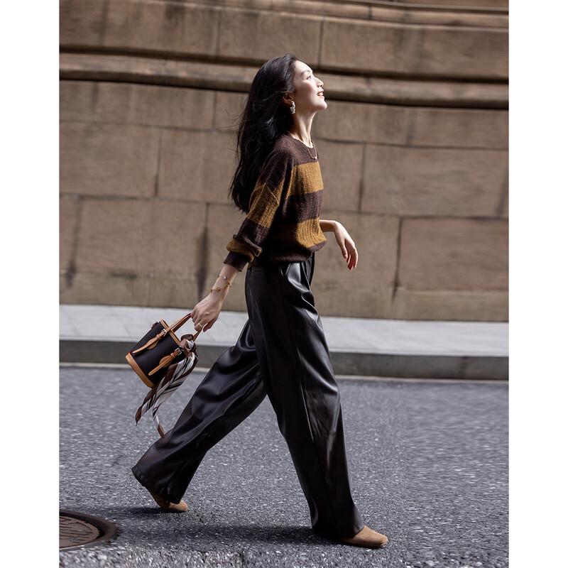 Women's Striped Wool Blend Knit Sweater