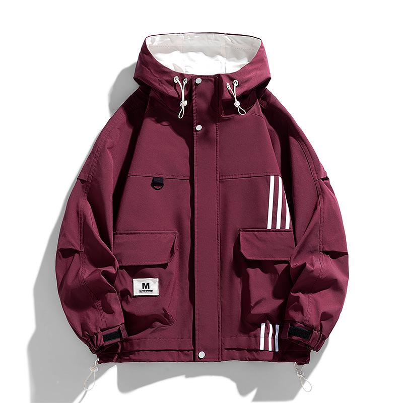 

Trendy Men s Loose-Fit Waterproof Windbreaker: Autumn/Winter Hong Kong Style Jacket Plus Size 3XL червоний