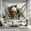 2D Spooky Skeleton Tapestry for Halloween Scary Skull Breaking Wall Hanging for Living Room Bedroom