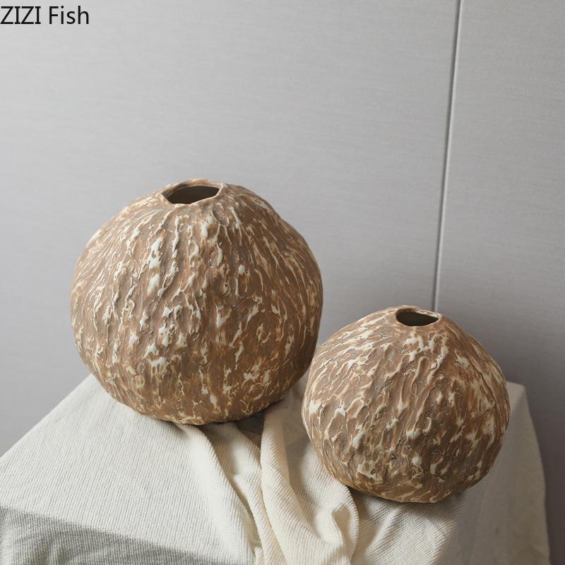 Creative Round Ceramic Vase Abstract Round Plant Pots Table Decoration Flowers Arrangement Floral Vases Room Aesthetic Decor