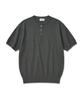 CUZNELLO Cool Cotton Henley Neck Short Sleeve Knit_Charcoal