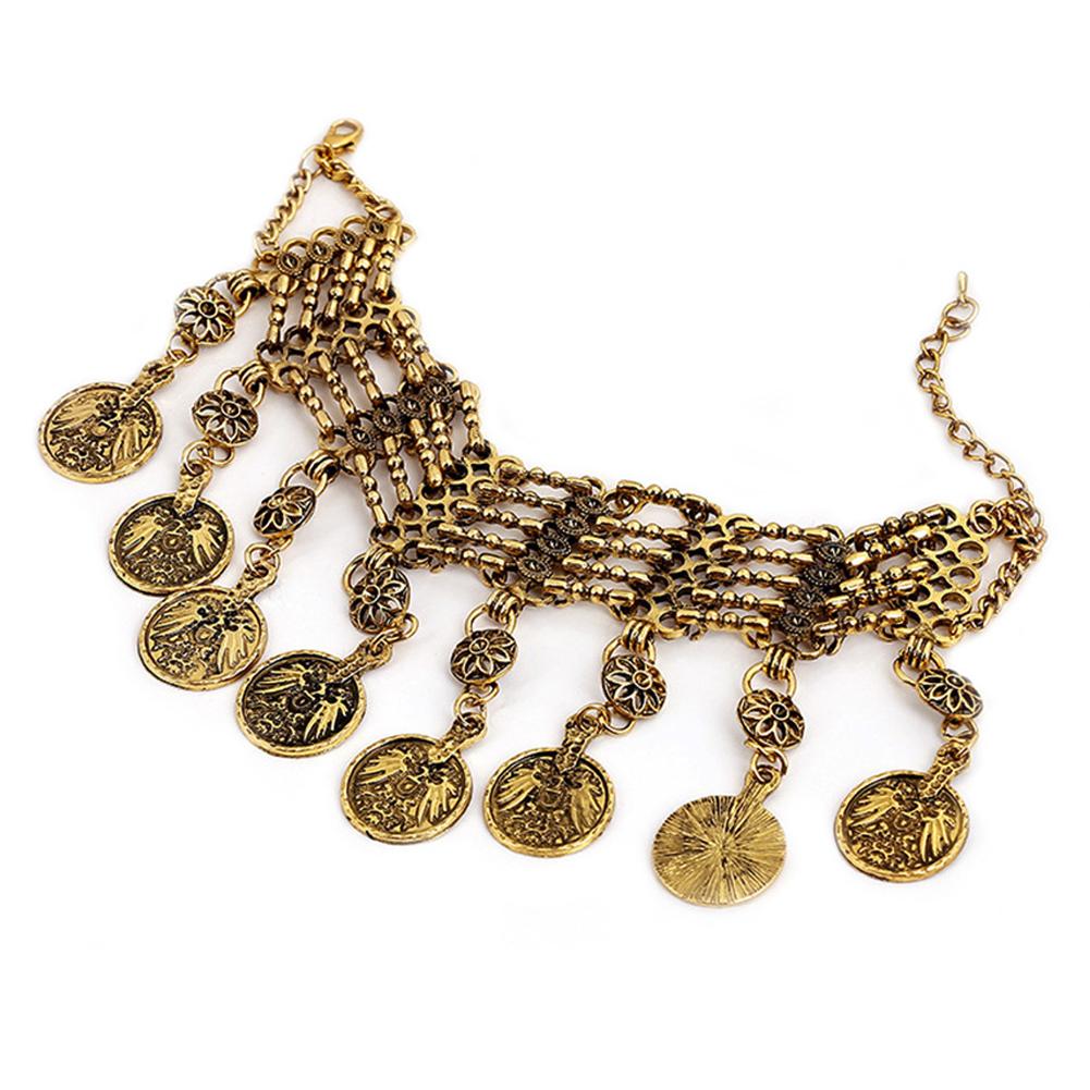 Fashion Simple Retro Exquisite Tassel Coin Pendants Anklet Women Foot Ornaments