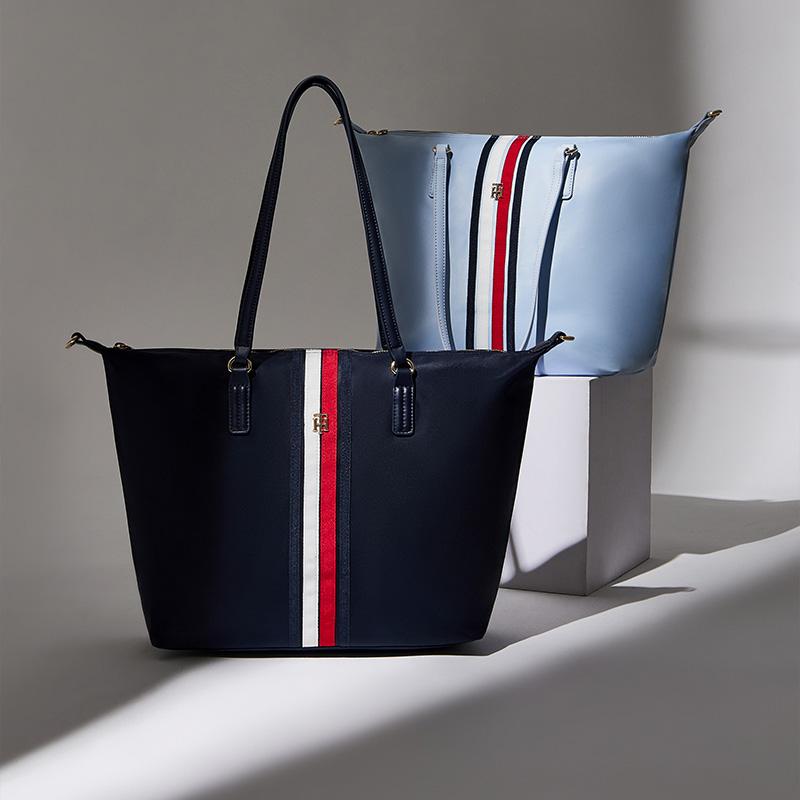 Tommy Hilfiger Color Block Woven Strap Lightweight Large Capacity Tote Bag Women tote bags Multicolor XW0XW04114