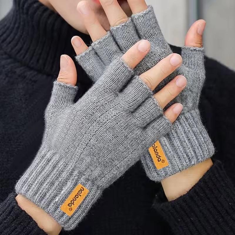 Fashion Winter Autumn Knitted Gloves Warm Plush Fingerless Gloves for Men & Women Outdoor Sport Touchscreen Gloves, Christmas Gifts