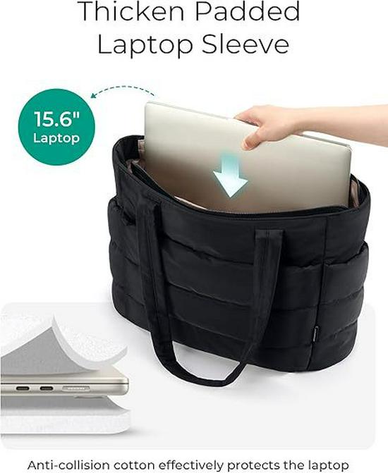 Women's Lightweight Puffy Tote: Large Capacity Travel & Laptop Bag