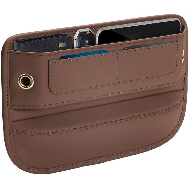 Universal Fit Premium Leather Car Seat Gap Filler Organizer, Center Console Organizer With Card Slots For Car Suv Truck (Black, 2 Pack)