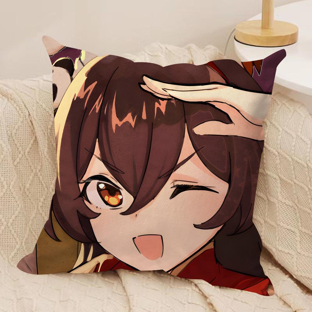 Amber Cute Genshin Impact Cushion Cover Silky Short Plush Invisible Zipper Dustproof Sofa Pillow Case For Home Decor