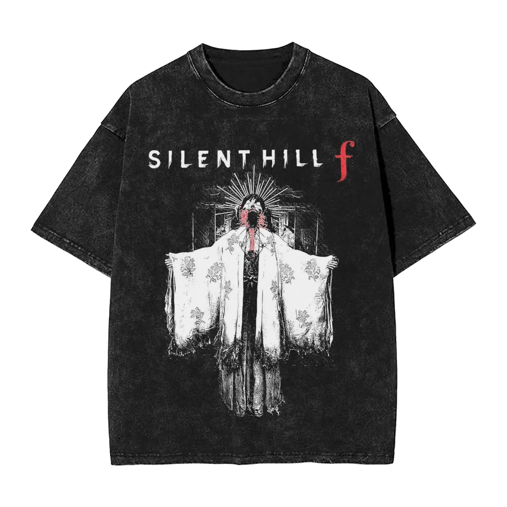 

New Horror Game Tees Graphic Printed Silent Hill F Washed Vintage T Shirts Outfit Harajuku Fashion Men Women Tops for Fans S