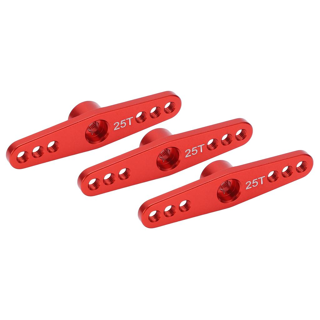 3Pcs 25T Aluminum Alloy RC Servo Arm Horn Long Type for 1 10 Remote Control Car Upgrade PartRed