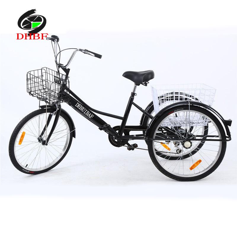 24" & 26" Human-Powered Tricycle for Elderly with Vegetable Basket