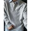 Mens Vintage Fake Two-Piece Knit Shirt Retro Collar Casual Sweater Teens