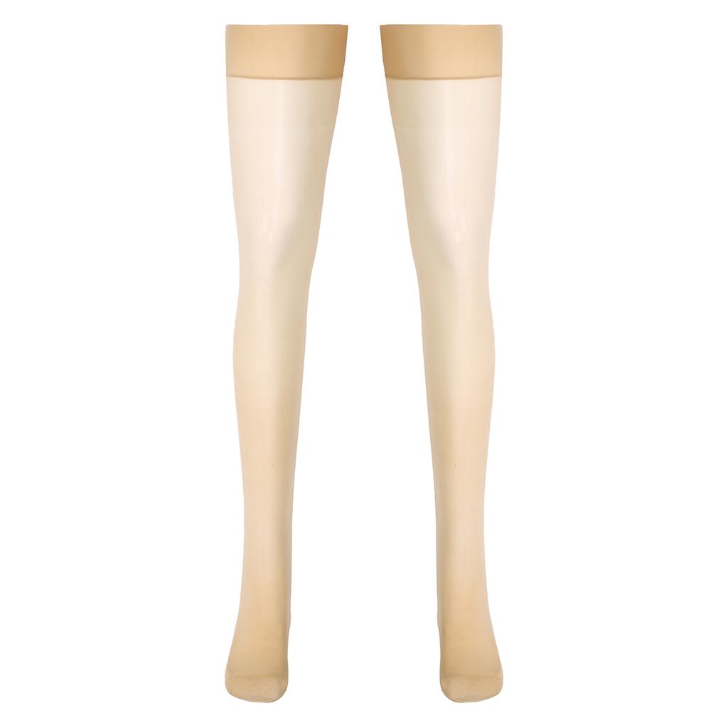 Womens Glossy See-through Stockings Thin Shiny Solid Color Elastic Sheer Thigh High Socks