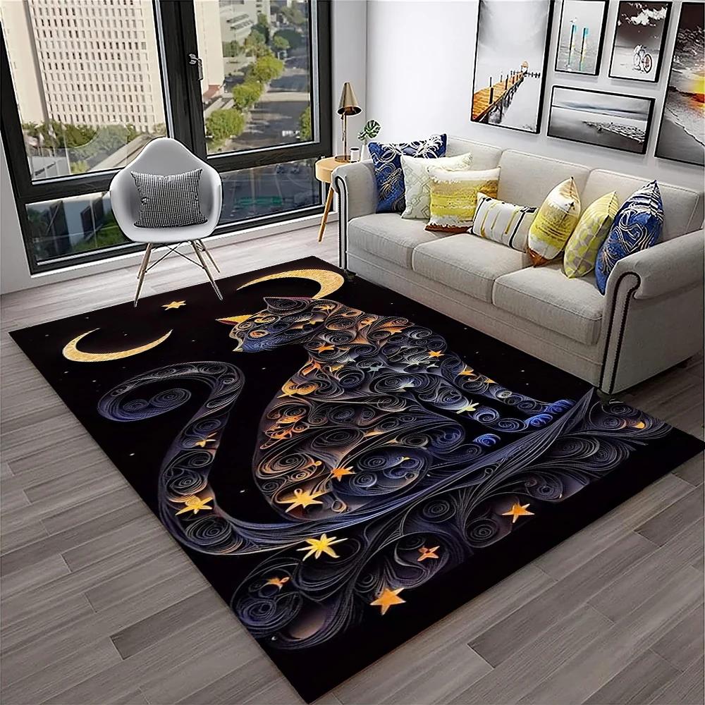 3D Cute Cat Flower Cartoon Carpet Rug for Home Living Room Bedroom Sofa Doormat Decor,Child Play Area Rug Non-slip Floor Mat