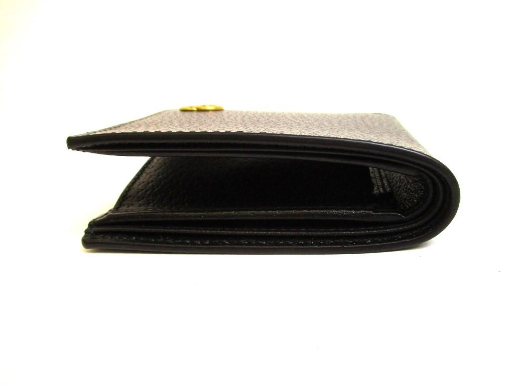 Authentic GUCCI GG Marmont Black Leather Bifold Wallet Compact Wallet #9586 Refurbished