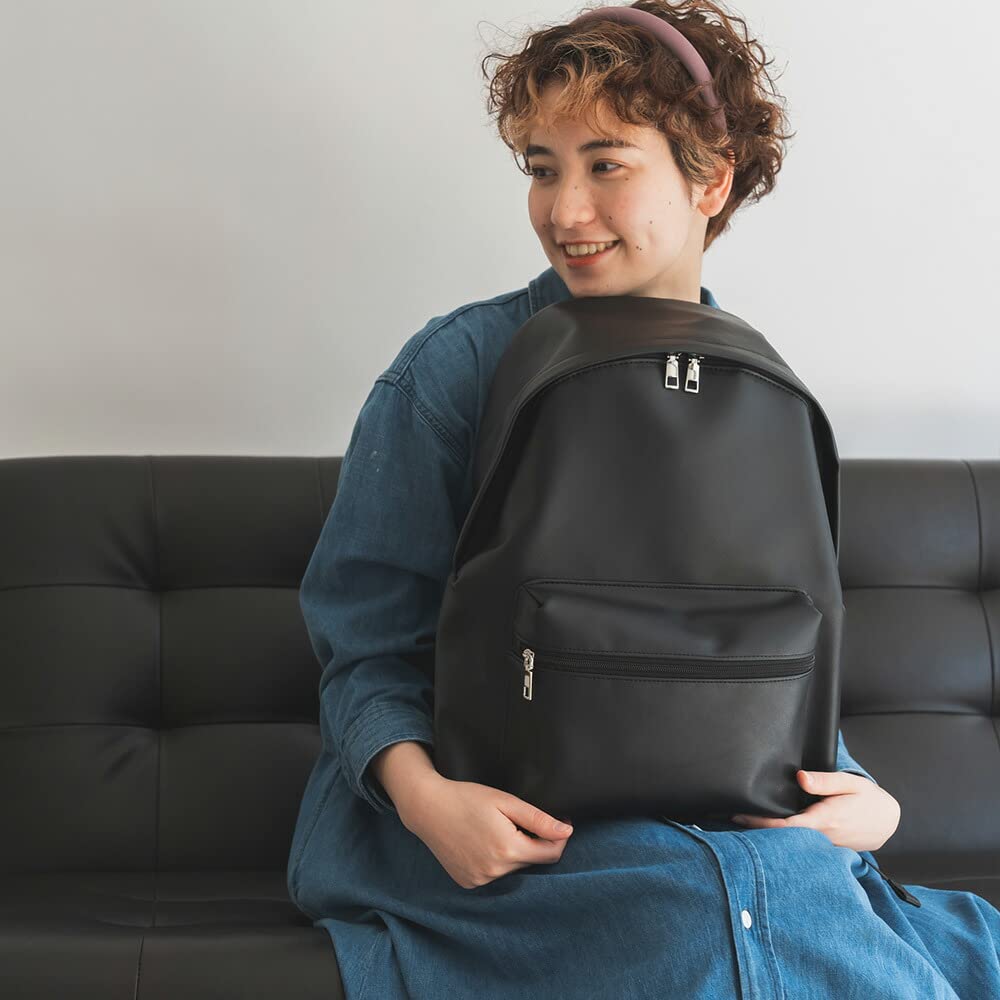 Quadratischer Rucksack Outdoor Groß Leicht Rucksack Einfach Schlicht Rückenreißverschluss Große Kapazität A4 Schwarz Kostenlos [Gerät+] Damen Herren