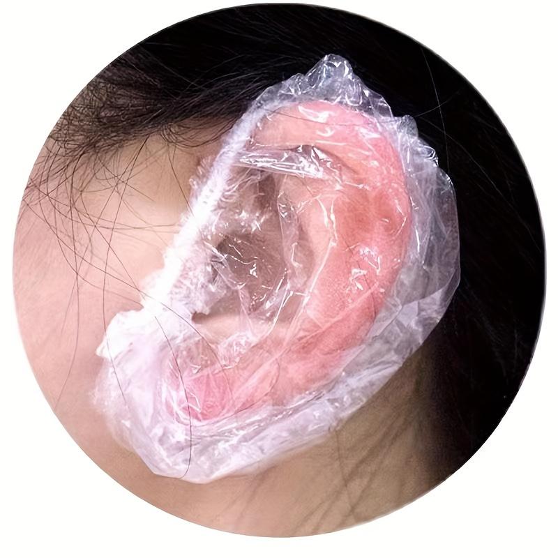 100pcs Ear Protection Cap Disposable Elastic Transparent Shower Earplugs, Suitable for Hair Dyeing and Bathing Earplugs Cap