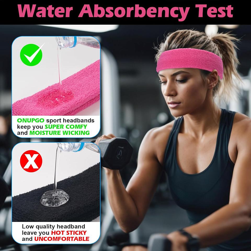 Aolikes 1Pcs Sweatbands Sport Headbands For Men & Women,Terry Cloth Sweat Band For Tennis, Running, Basketball, Working Out