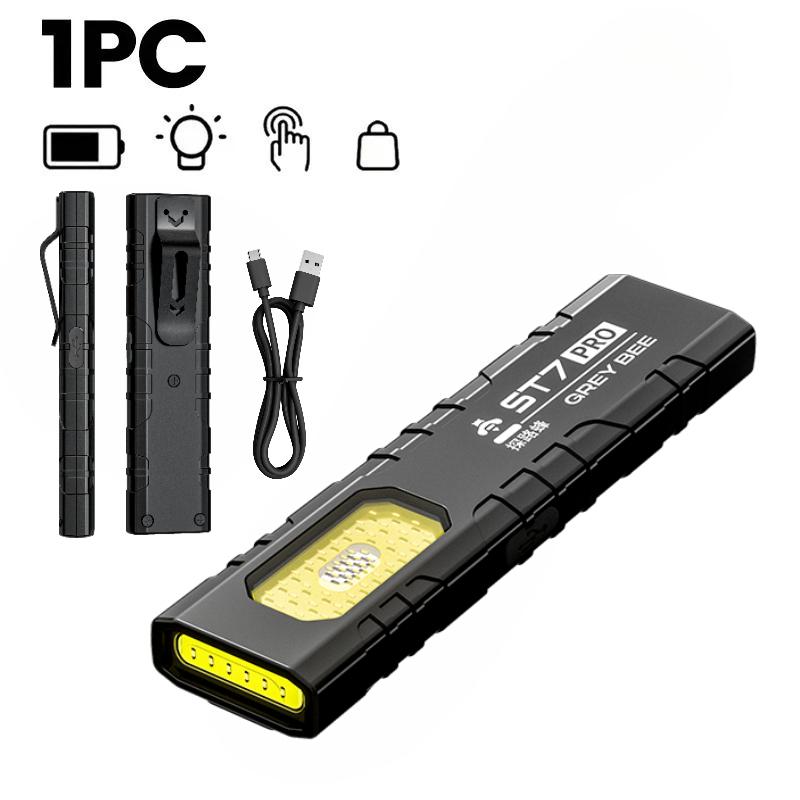LED COB Flashlight 600LM Type-C Rechargeable Mini Portable Torch Pocket Work Light Magnetic Waterproof Lantern for Outdoor Camping Emergency